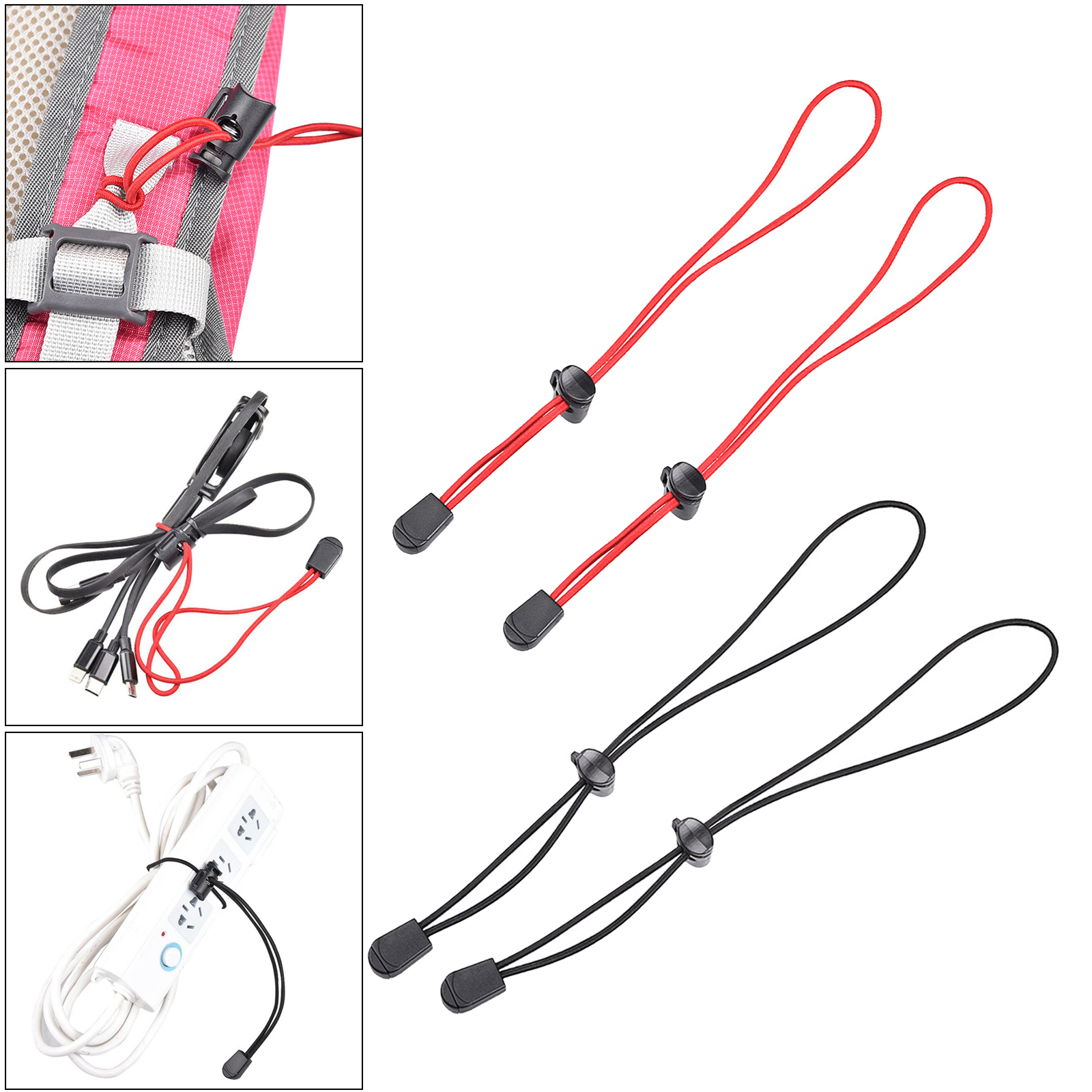 2pcs Adjustable Durable Elastic Cord 26cm Camping Hiking Walking Sticks Trekking Pole Tie Downs Holder 10'' Elastic Rope