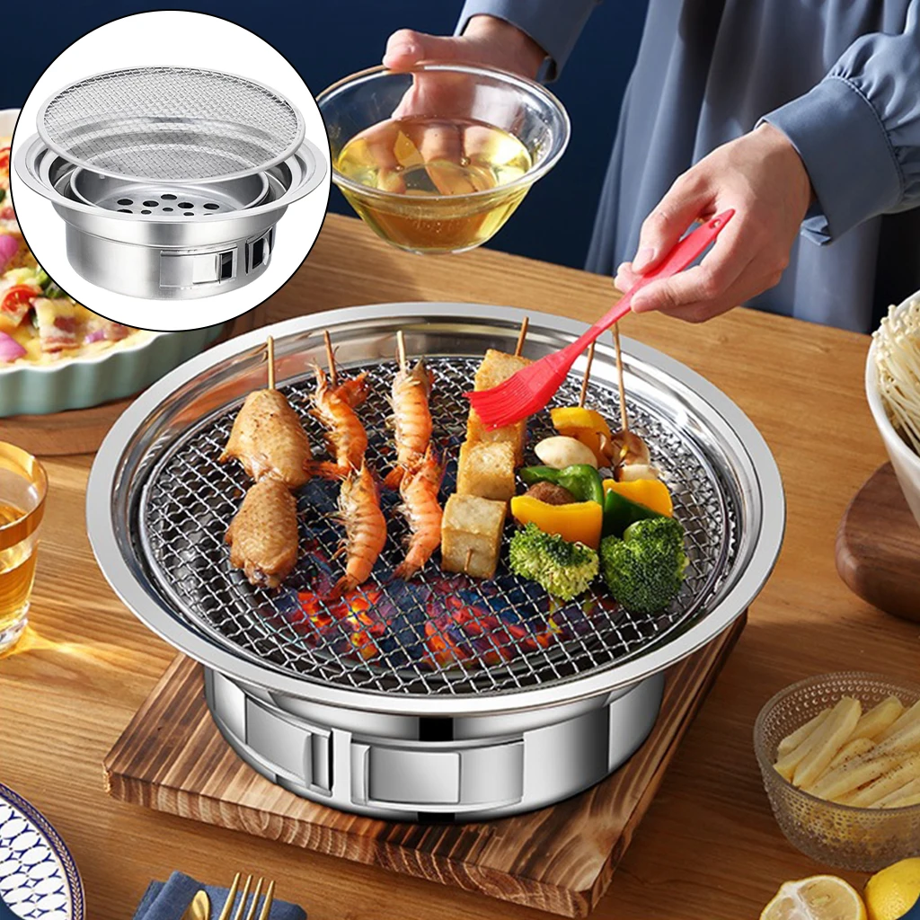 Korean Charcoal Barbecue Grill Household Korean BBQ Grill Non-stick for Home Kitchen Outdoor Garden Barbecue Stove