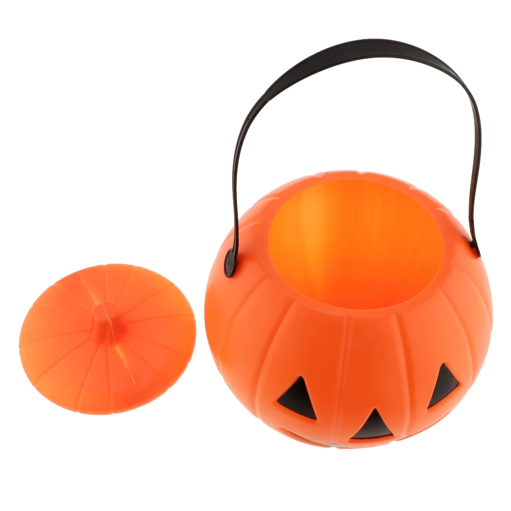 Halloween Plastic Pumpkin Basket Gift Candy Box Party Favors