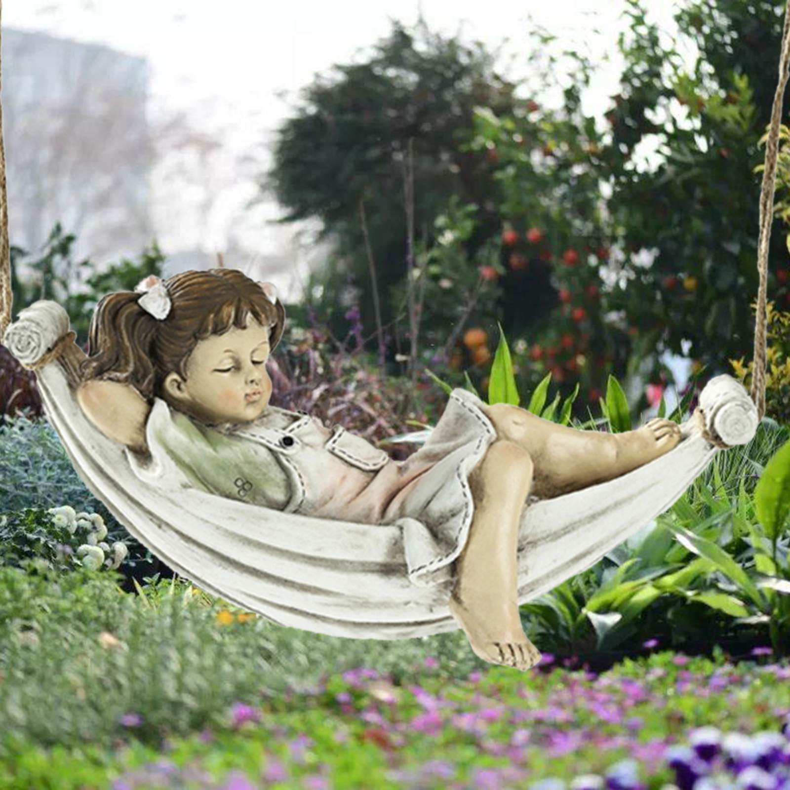 Outdoor Tree Hanging Statue Garden 28.5cm Figurine Weatherproof Pond Craft