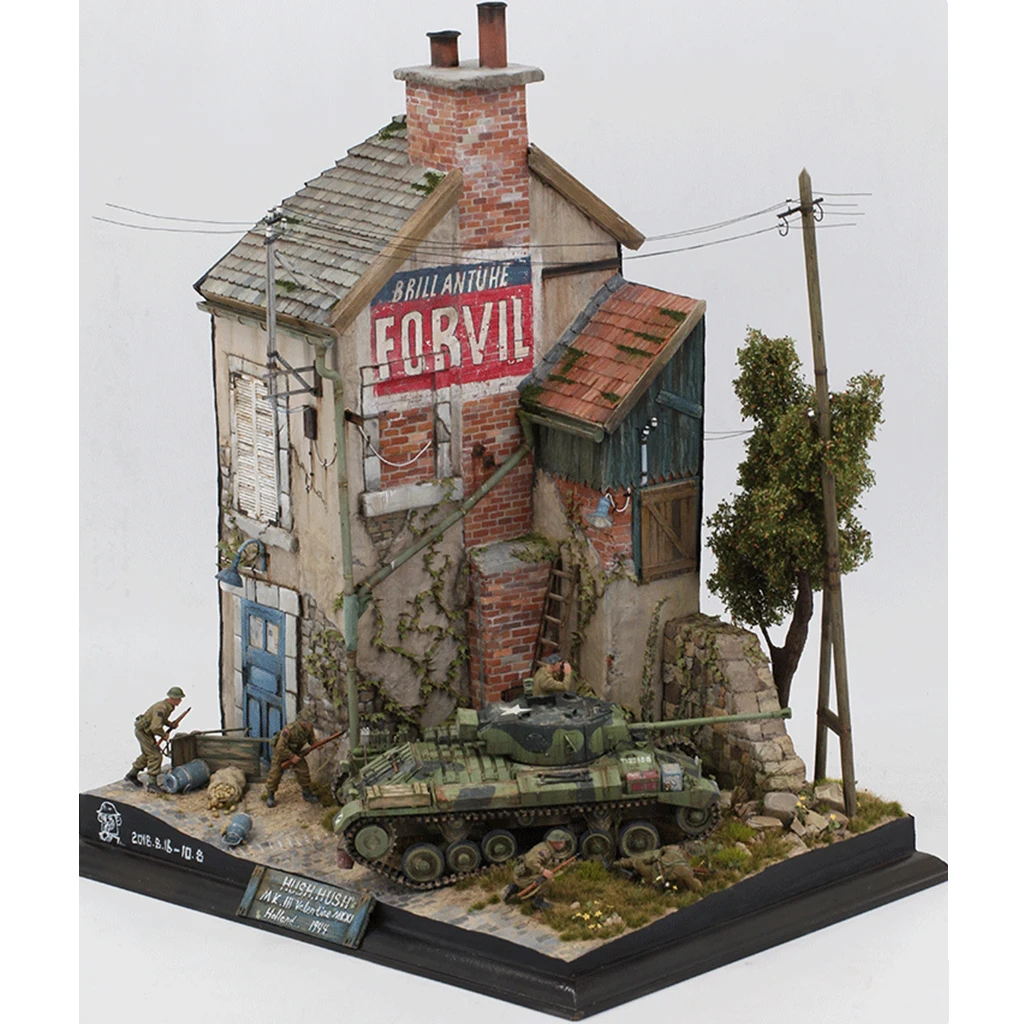 1/35 Scale Miniature   Building Scene Ruin House Model Sand Table DIY