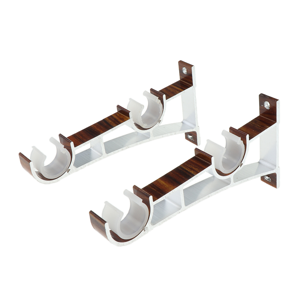 2 Pieces/ 1 Pair Aluminum Alloy Double Window Curtain Rod Bracket Holder Ceiling Mounted for Diameter 2.8cm Rod