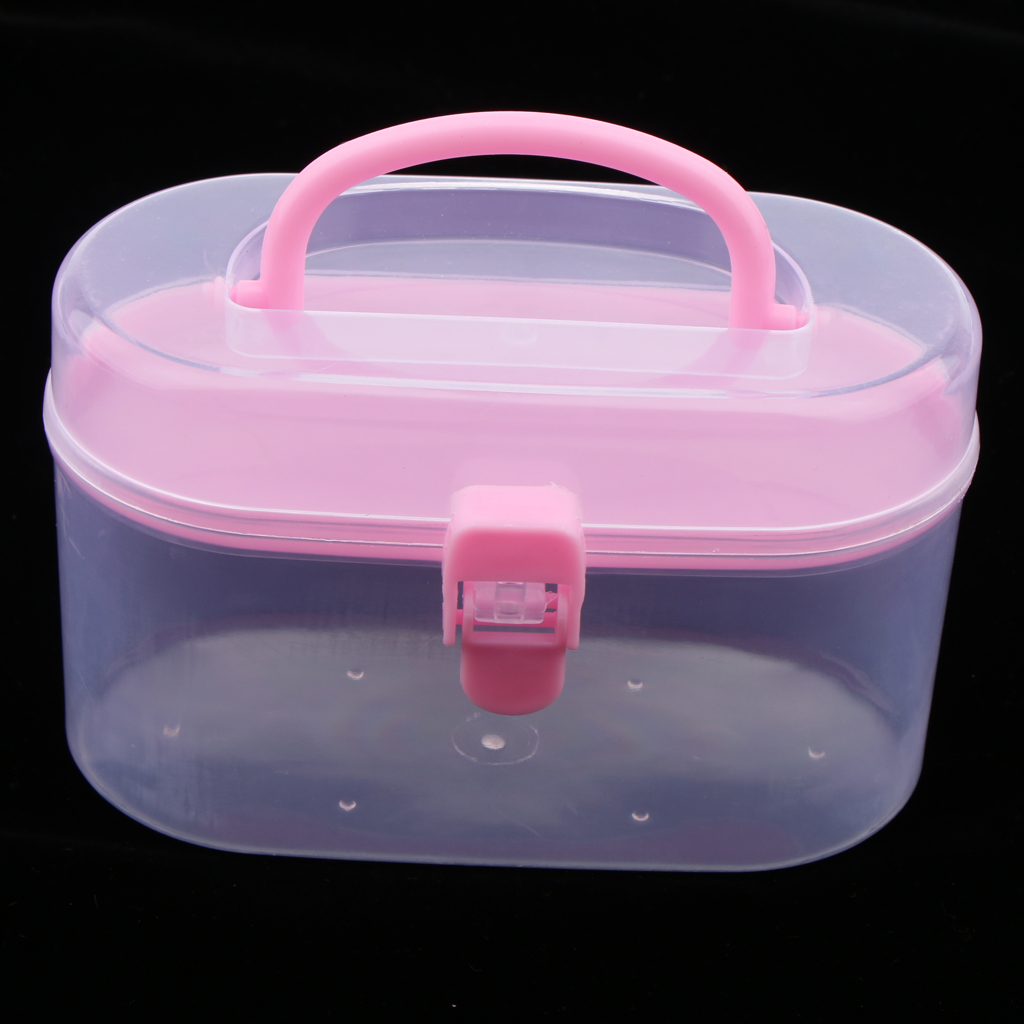Clear Storage Box Plastic Container Double Layers With Handle Lockable Cap