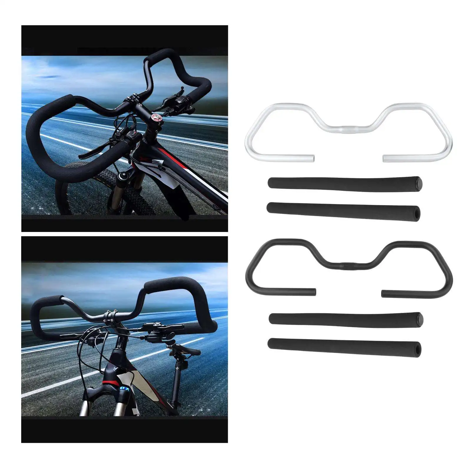 Aluminum Alloy 25.4x600mm Butterfly Handlebar Anti Slip Waterproof Grips for Racing Bike Trekking Touring Bike MTB Road Bicycle