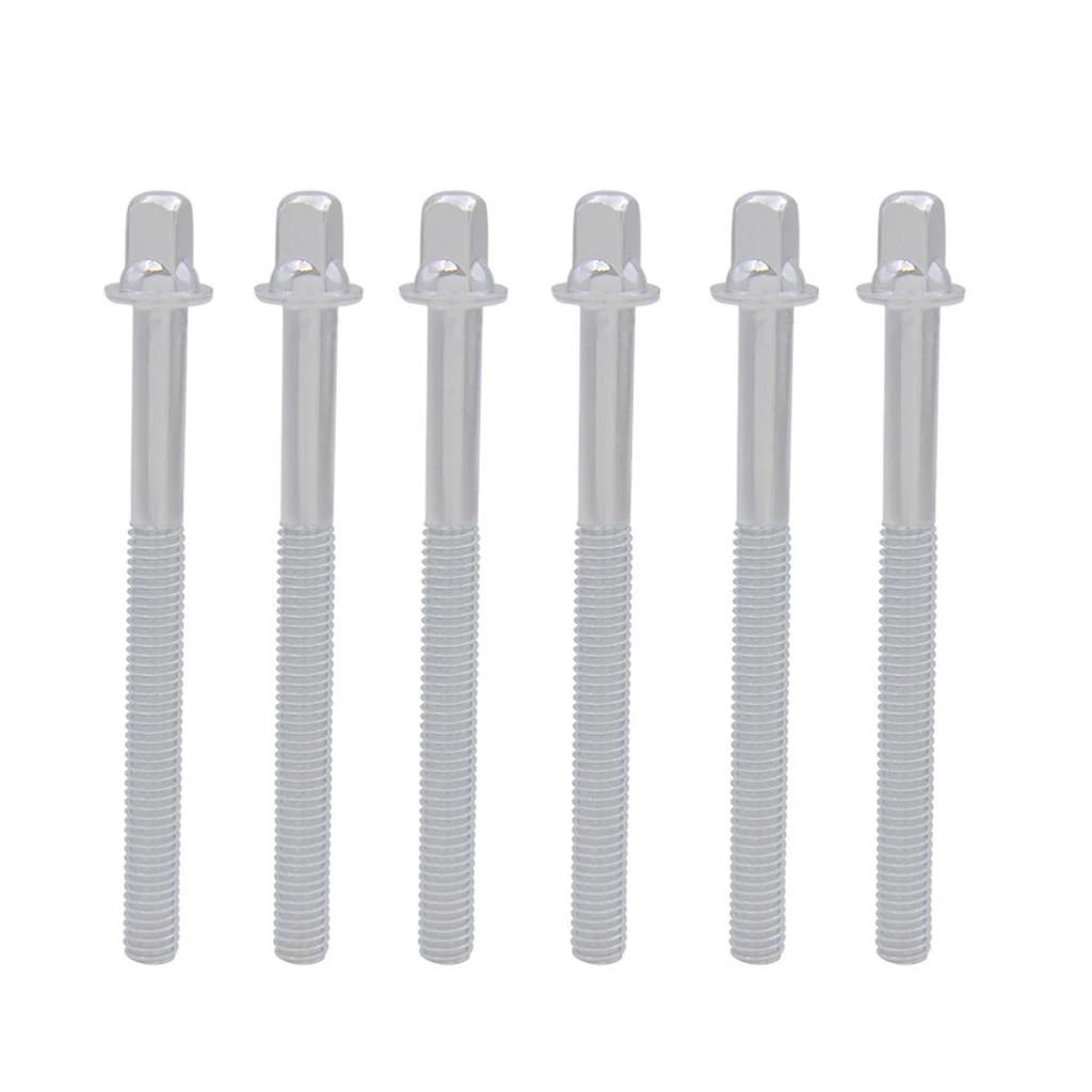 6 Pcs Sliver Metal Drum Tension Rods Screws Drum Bolts Musical Percussion Replacement Instrument Parts for Drummer