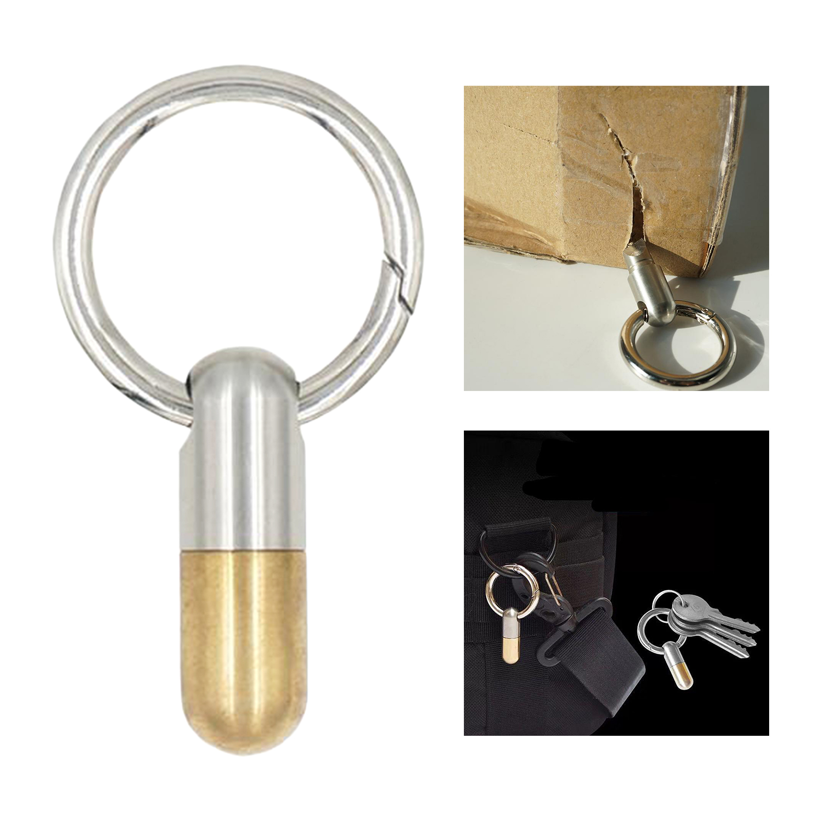 Portable Capsule Knife Cutter Spliter Keyring Cutting Tool for Outdoor Camping Hiking Backpacking