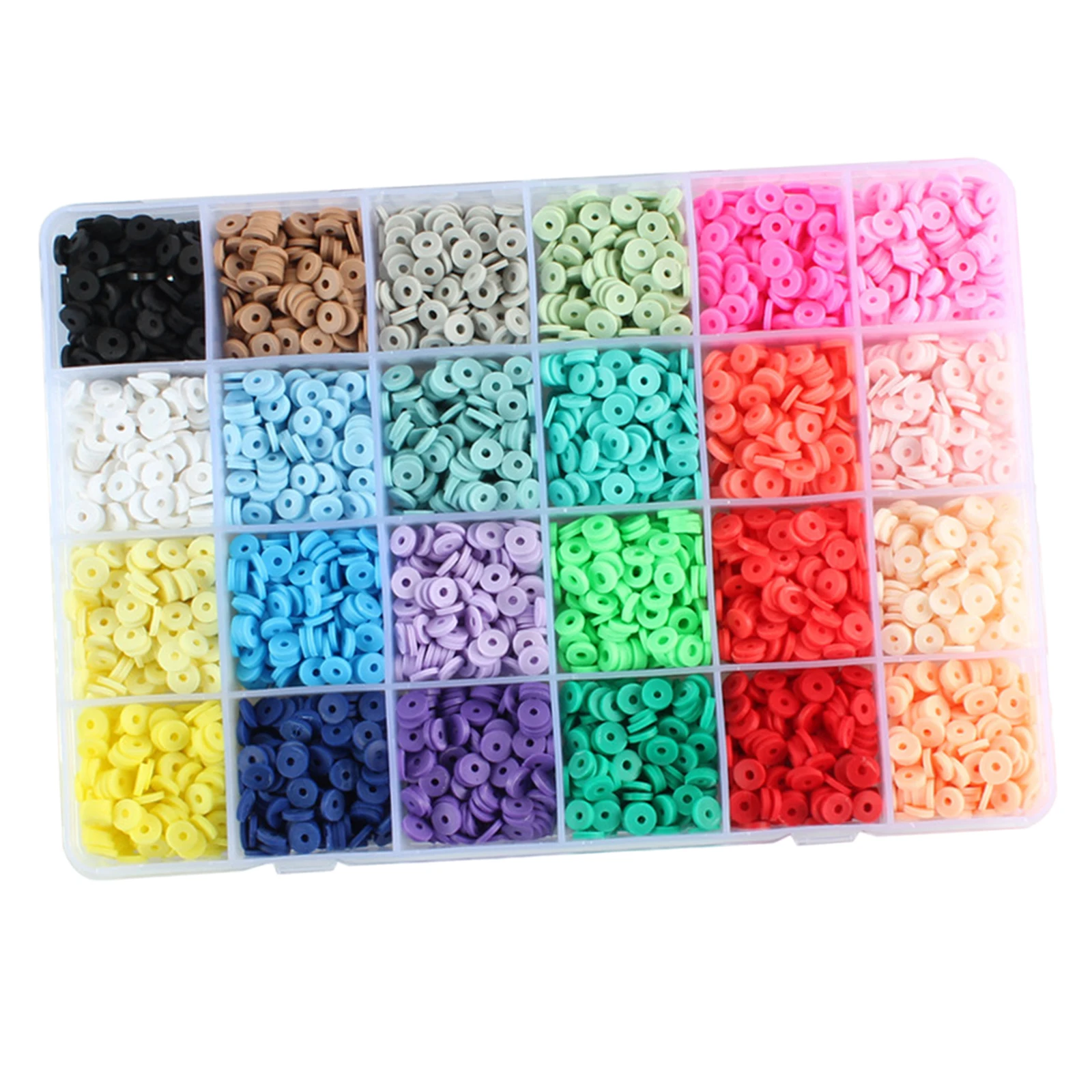 4800 Pieces 24 Colors Polymer Clay Beads Handmade Craft Beads Flat Round Spacer