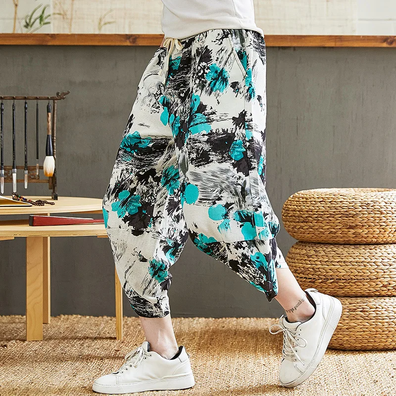 Casual Pants Men's Summer Loose Trend Youth New Style Printing Large Size Beamed Harem Sweatpants Streetwear Hip Hop Clothing elephant trousers