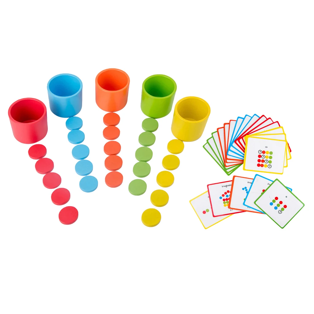 Counting Cups Montessori Color Sorting Educational Game Set of