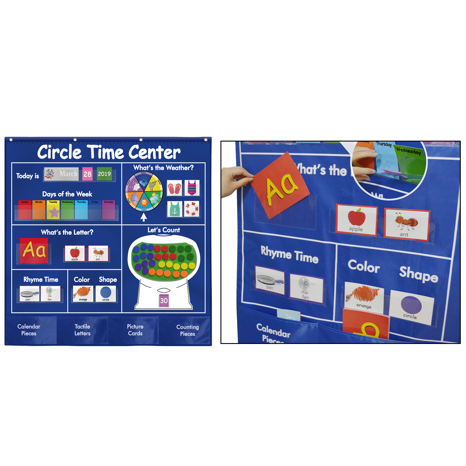 Circle Learning Time Center Pocket Chart Kindergarten, Classroom Wall Chart