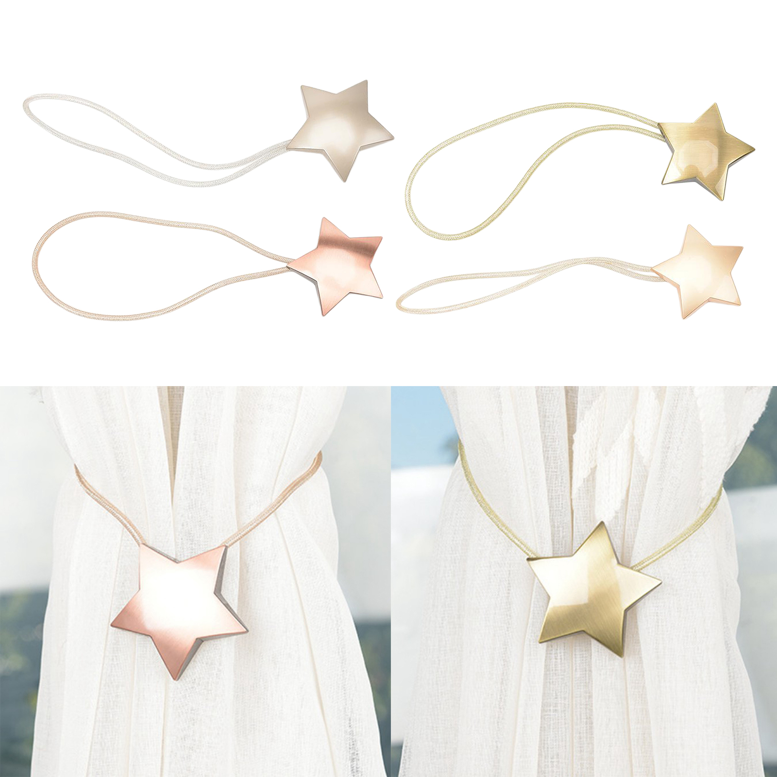 Metal Magnetic Curtain Tie Backs Clips Pentagram Buckle Holder