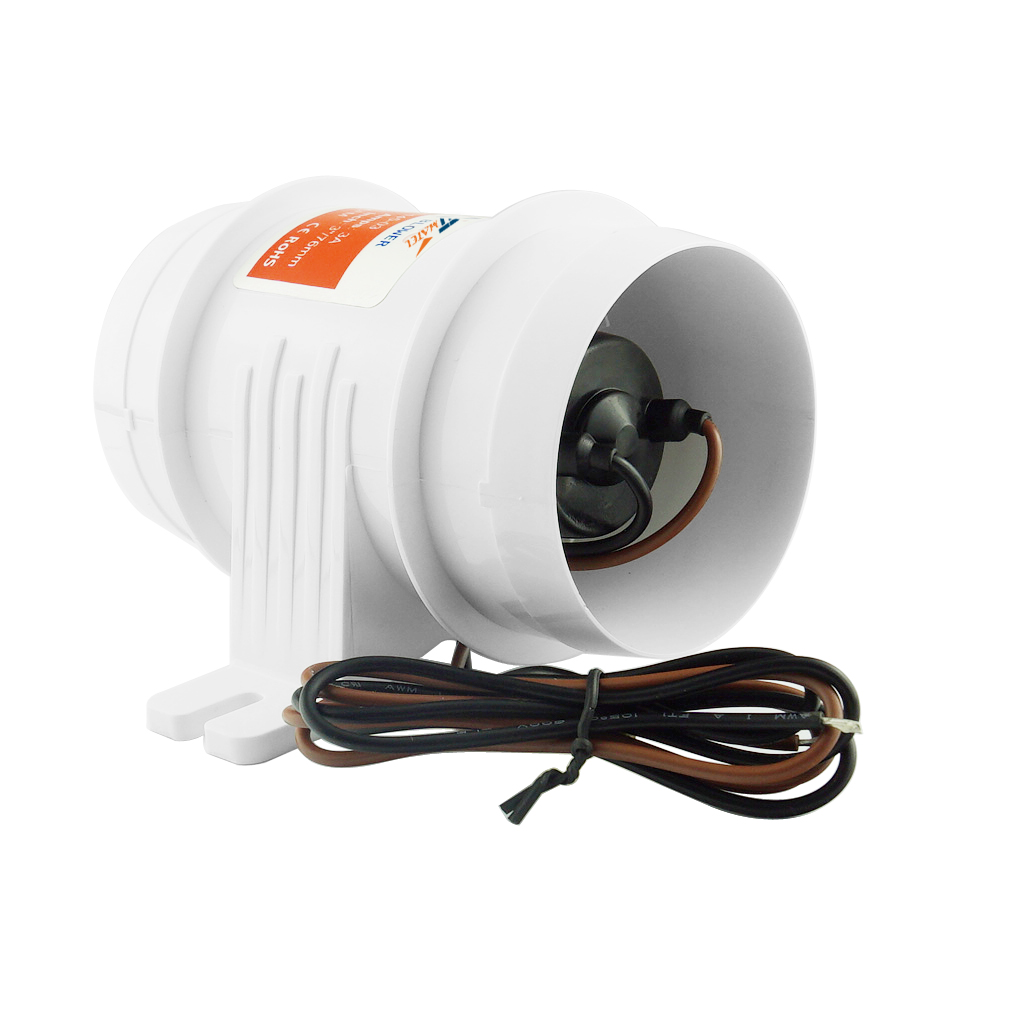 4inch In-Line Marine Bilge Air Blower 12V 235 CFM Quiet for Boat, White