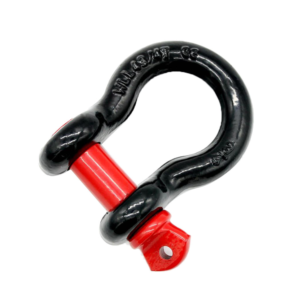 Practical 3/4'' 4.75Ton Bumper Tow Trailer Hook D-Ring Bow Shackle Red Black 45# Steel Heat Treatment