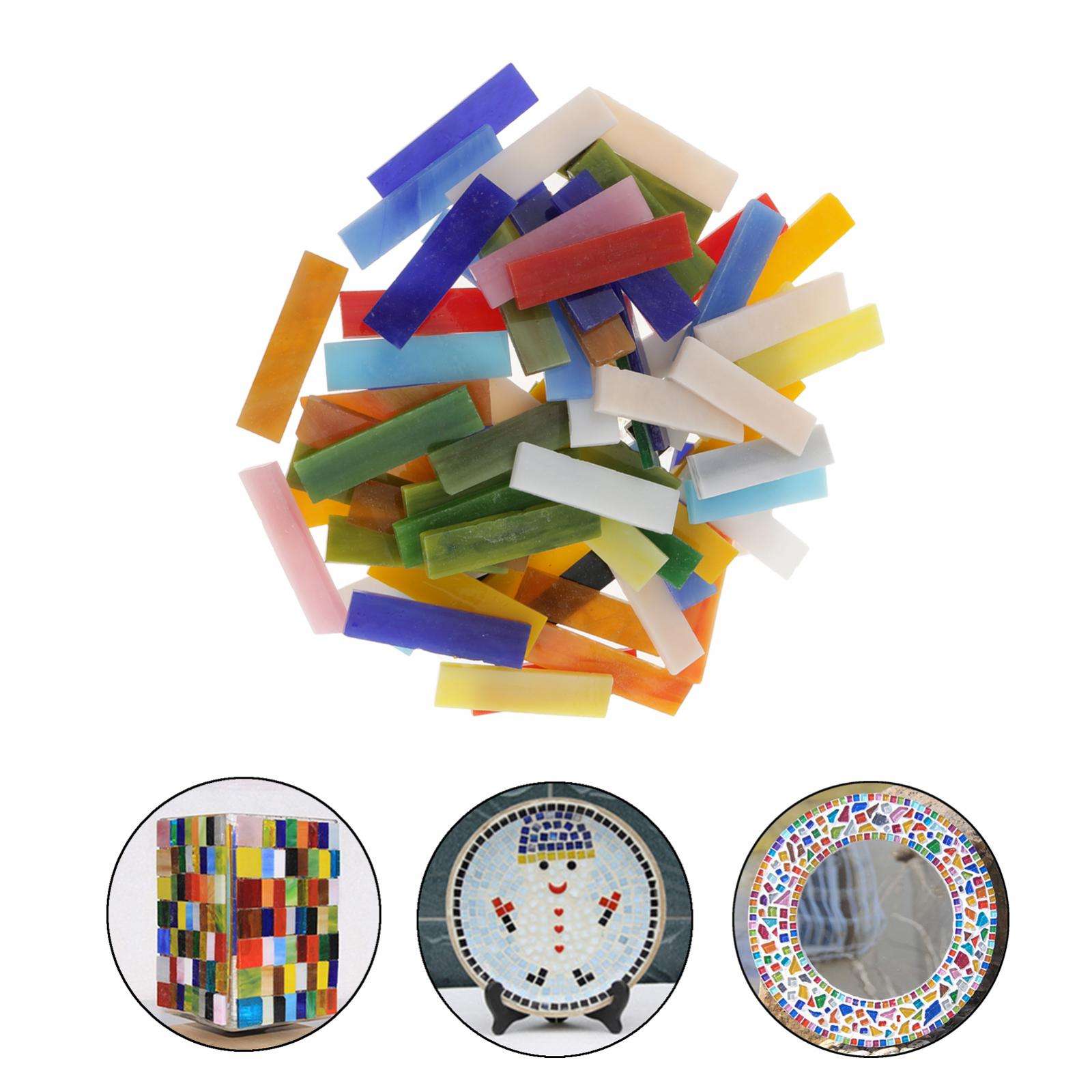 70 Pieces Rectangle Shape Assorted Colors Glass Pieces Mosaic