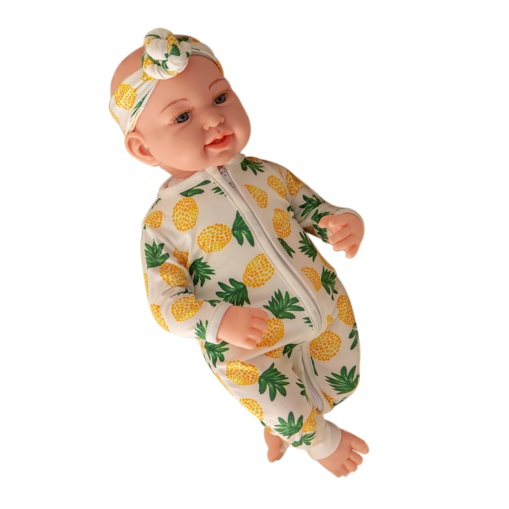 Reborn Doll 18 inch Handmade Realistic Baby Boy with Soft Vinyl Body, Including Pineapple Jumsuit
