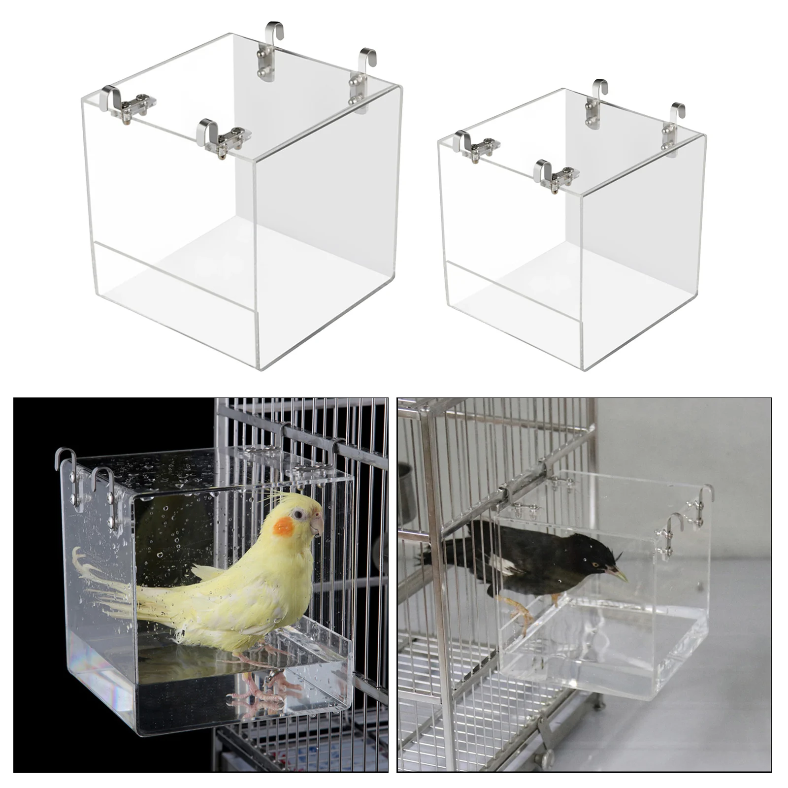 Bird Bath Bathtub Bath Box Bird Cleaning Tool Parrot Shower Bath Tub Transparent Acrylic Cage Hanging Accessories