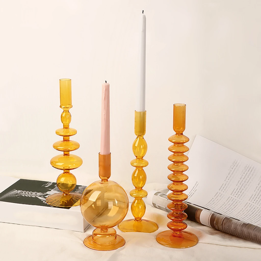 Nordic Retro Glass Candle Holder for Candlelight Dinner Photo Decoration