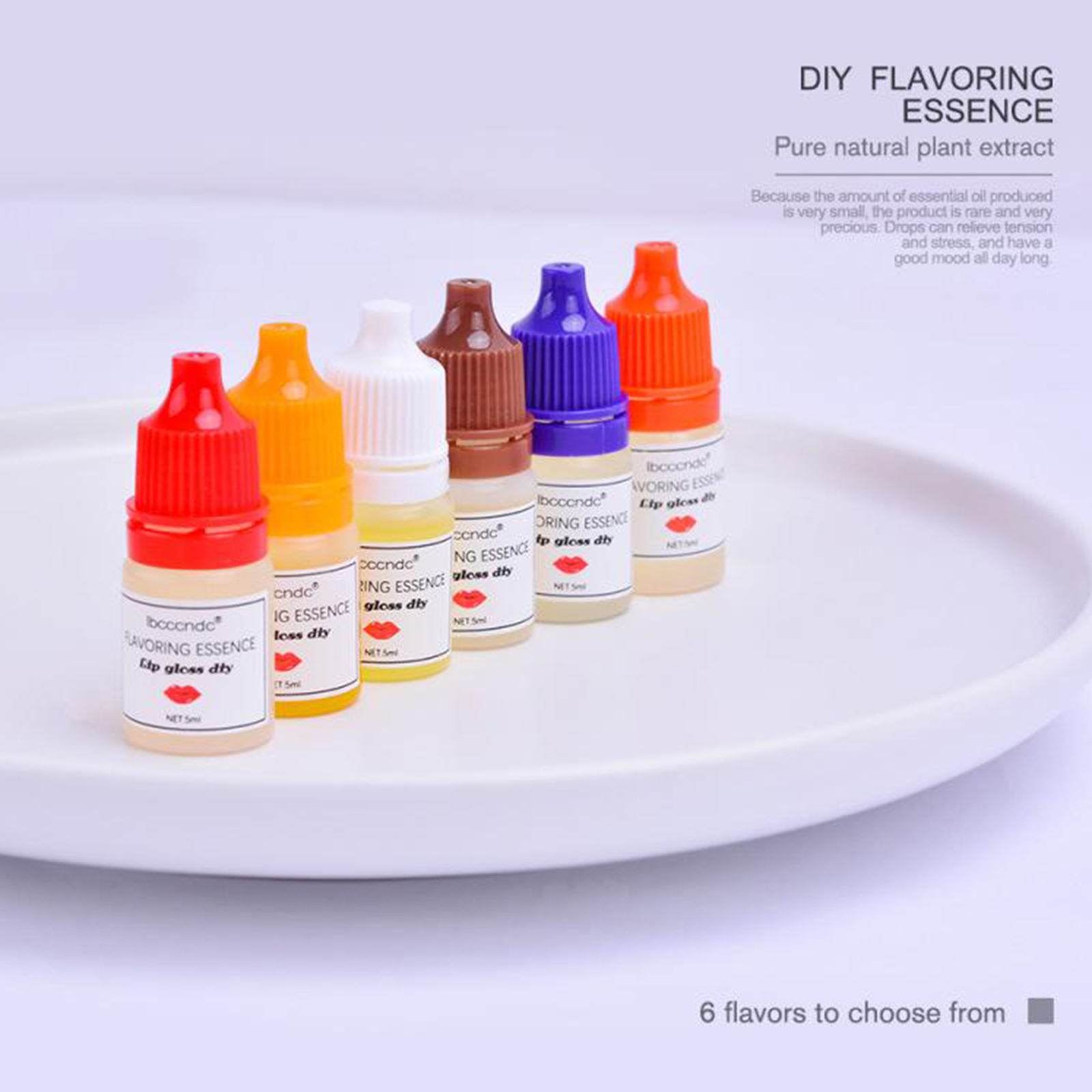6 Pcs Lip Gloss Flavoring Essence, Lip Liquid Flavor for DIY Lip Gloss Base,Lipstick Edible Flavor, 5ml