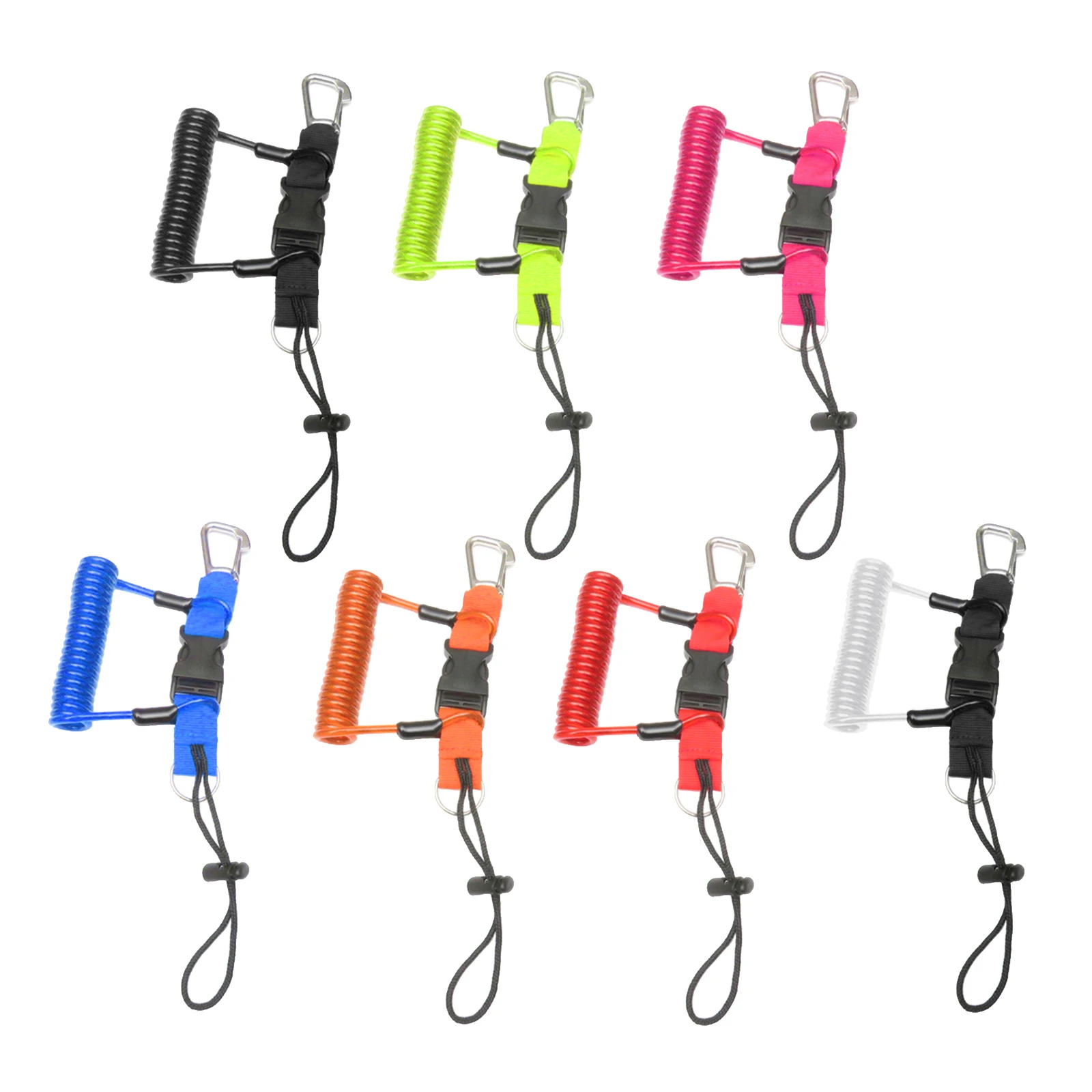 Scuba Diving Lanyard Stainless Steel Spring Coiled Lanyard for Under Kayaking Accessories Parts