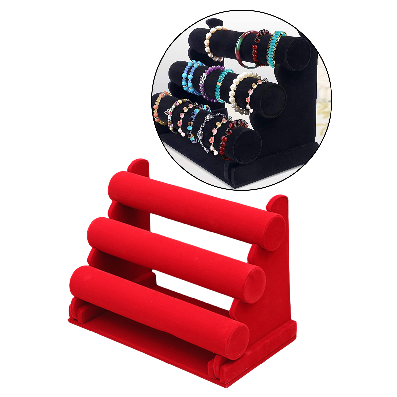 3 Tiers Bracelet Holder Velvet Jewelry Organizer Stand Display for Watch