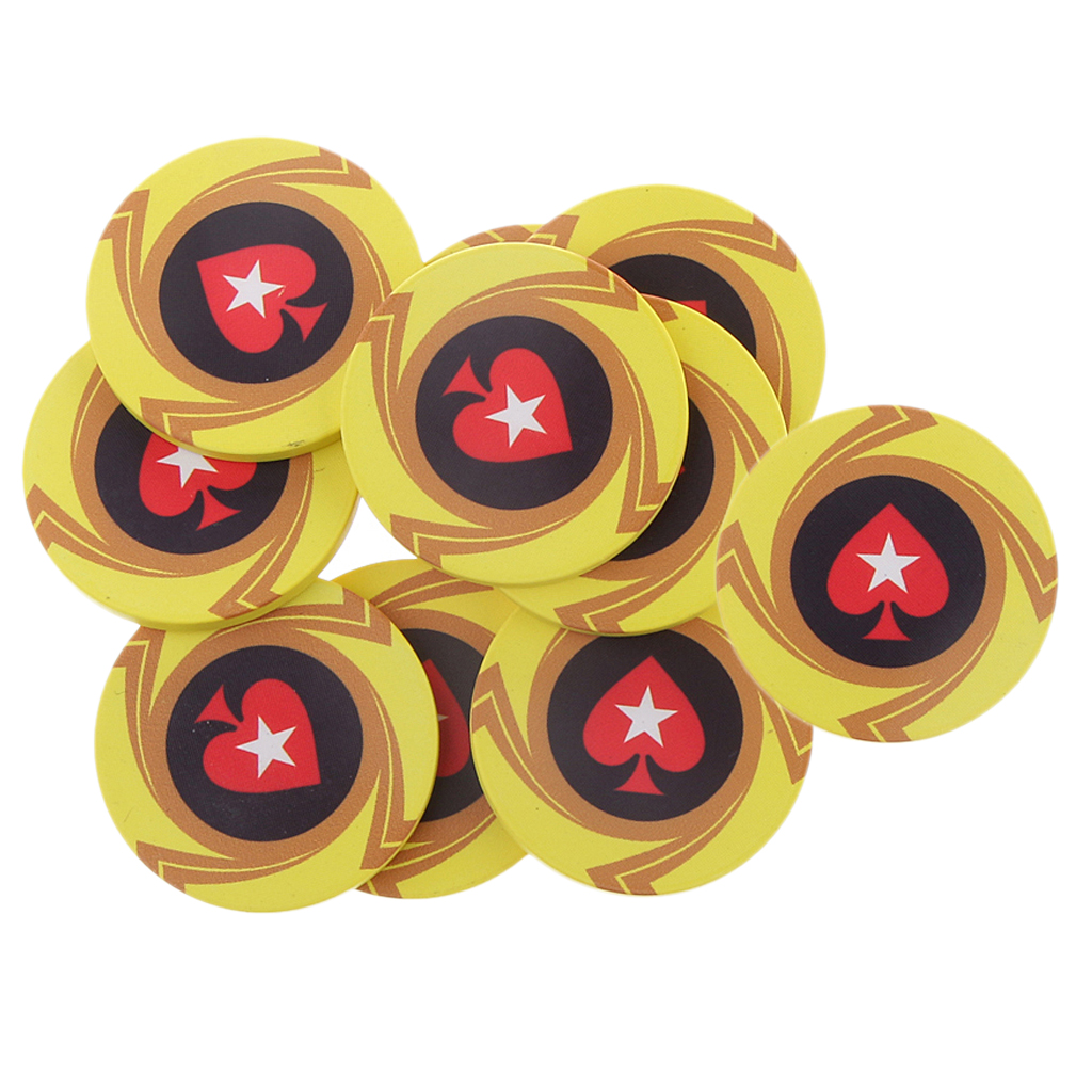 10pcs Heart Ceramic Poker Chips for Mahjong & Texas Poker 10 Colors Choice
