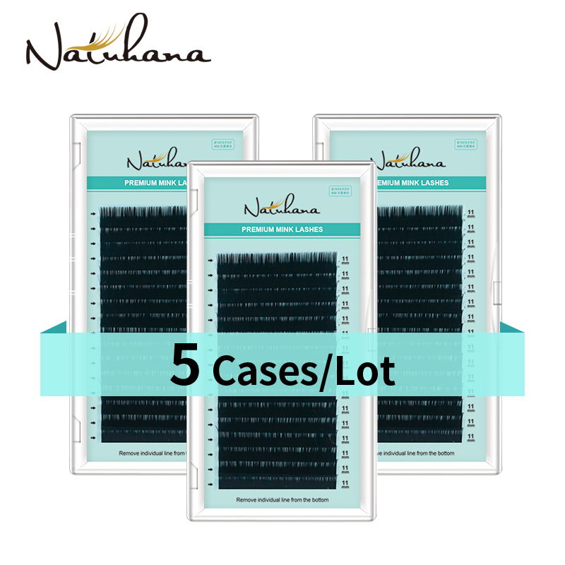 Best of NATUHANA 5 Cases / Lot 16rows Eyelash Extension Premium Matte Black Individual Mink Natural Soft False Lashes Makeup Cilios Reviews & Tips