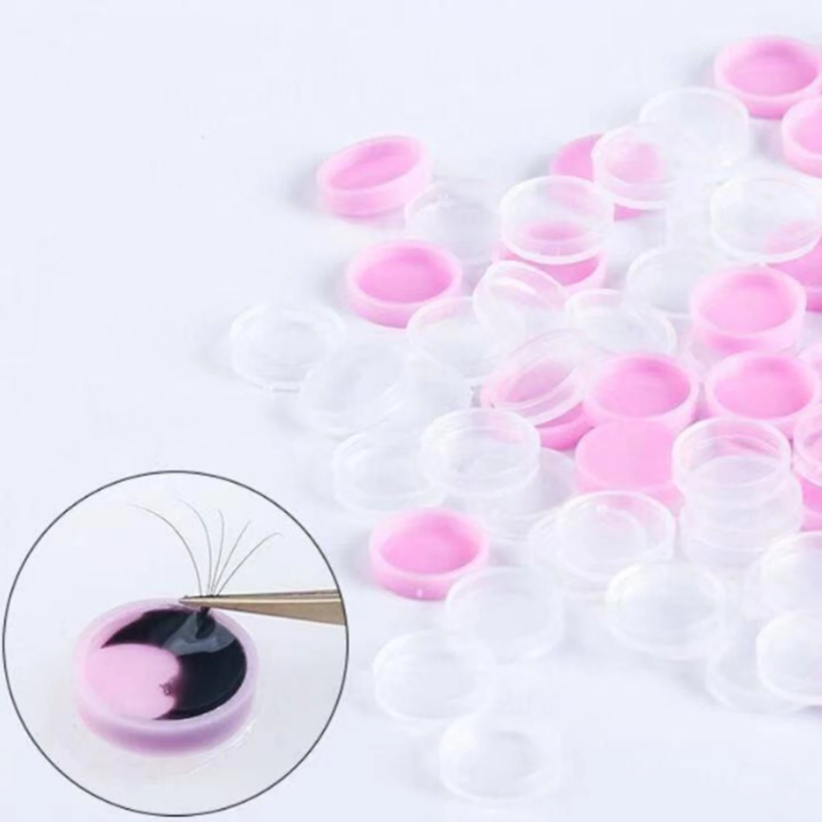 100Pcs Small Round Adhesive Stand Eyelash Extension Glue Holder Grafting Cup