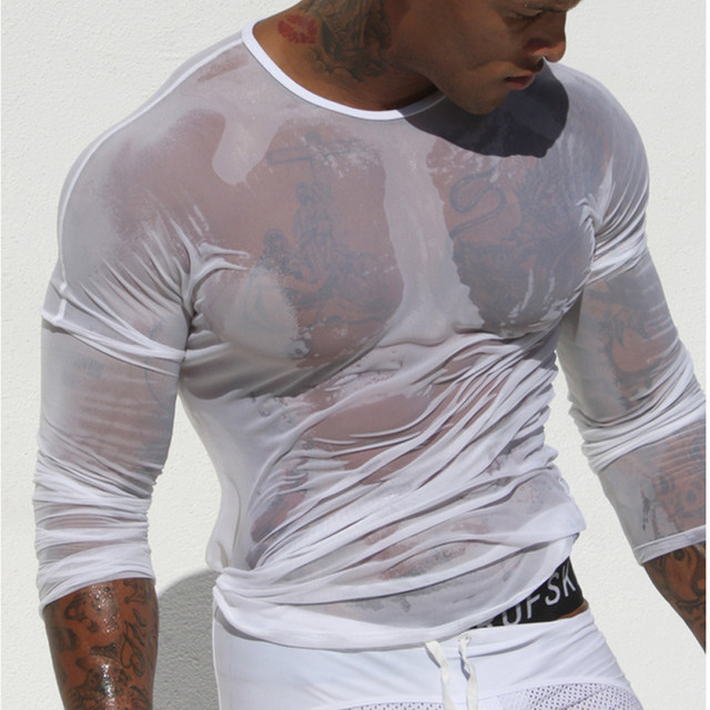 Mens Sexy transparent shirt Underwear Undershirt Gay clothing