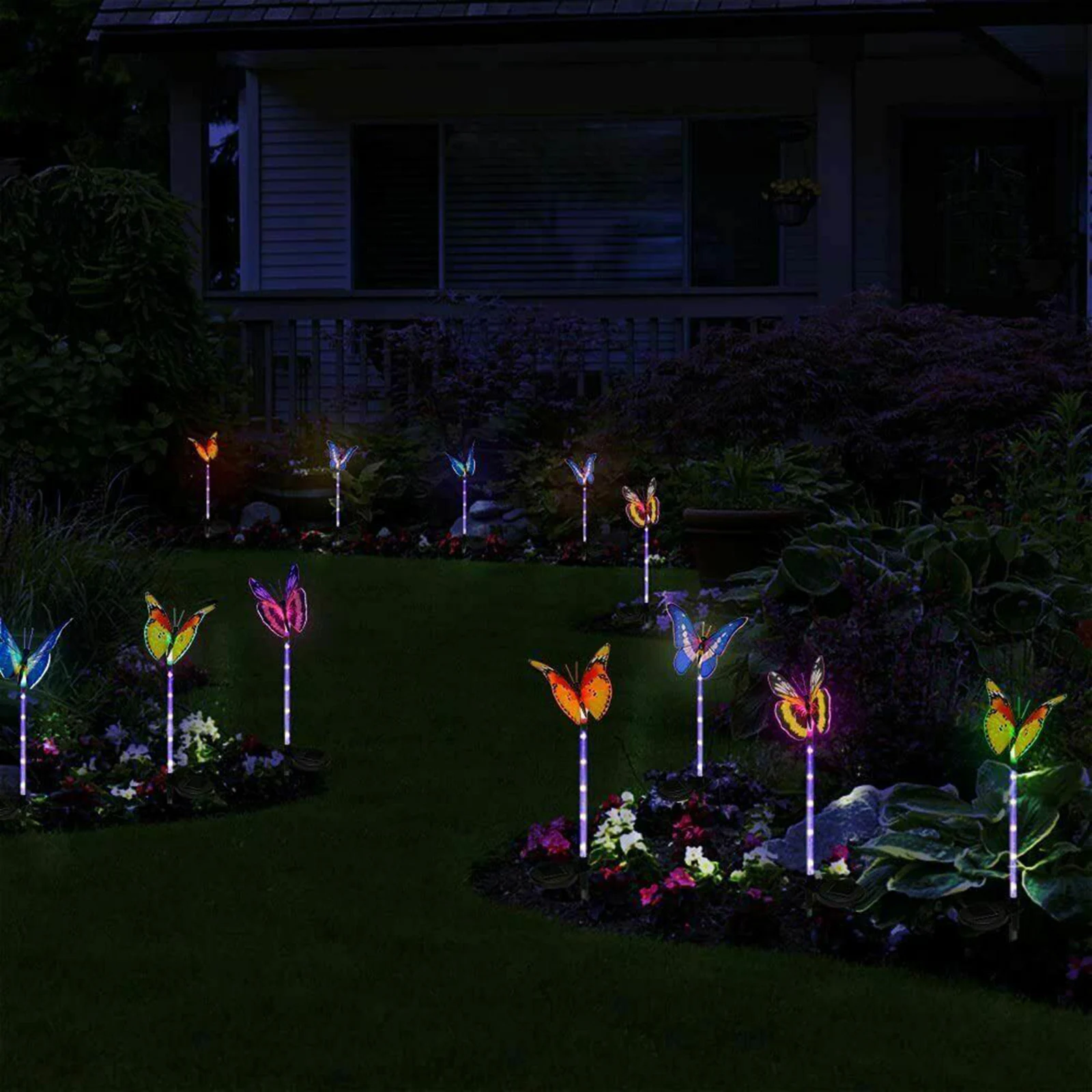 3Pack Solar Butterfly Lights Multi Color Changing LED Yard Lawn Ground Light