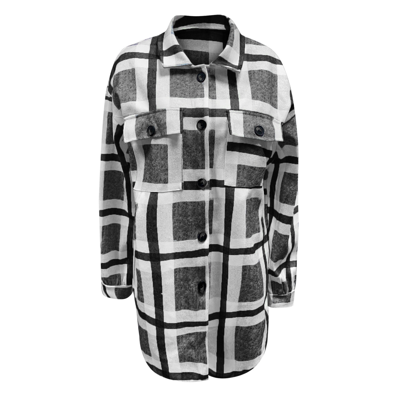 outono xadrez jaqueta feminina overshirt longo xadrez jaqueta mulher feminina manga longa casaco de inverno camisa jaqueta para feminino topos