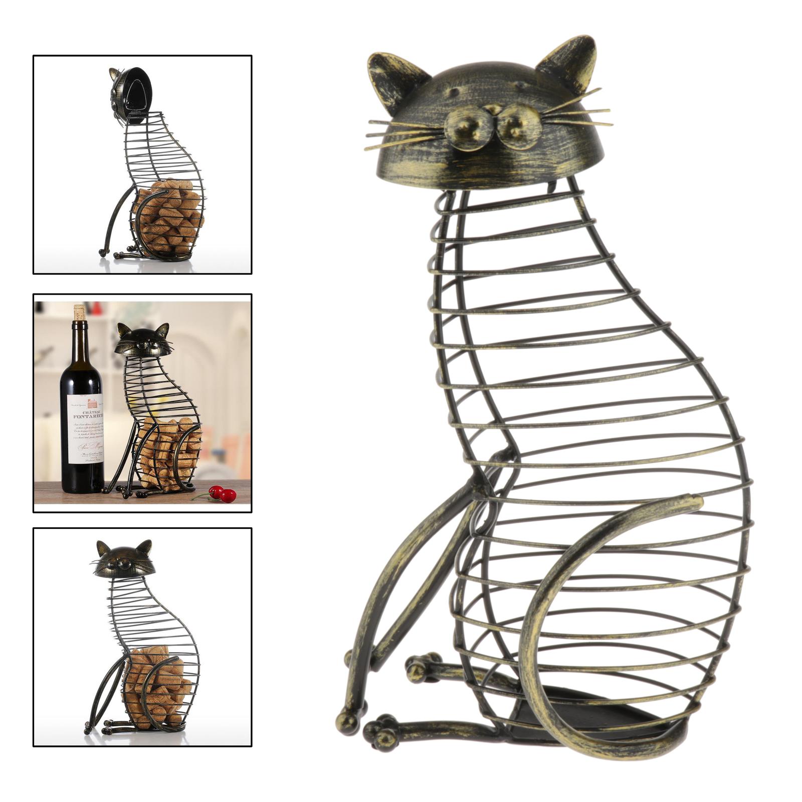 Vintage Decorative Design Metal Cat Shaped Wine Counter Cork Table