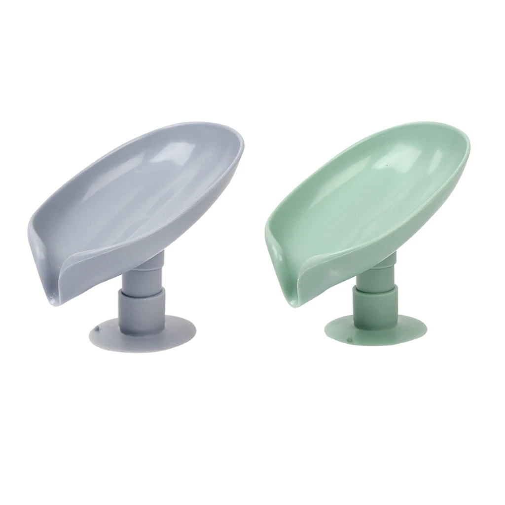 Creative Suction Cup Soap Holder Leaf Shape Draining Soap Dish Tray for Shower Bathroom Kitchen