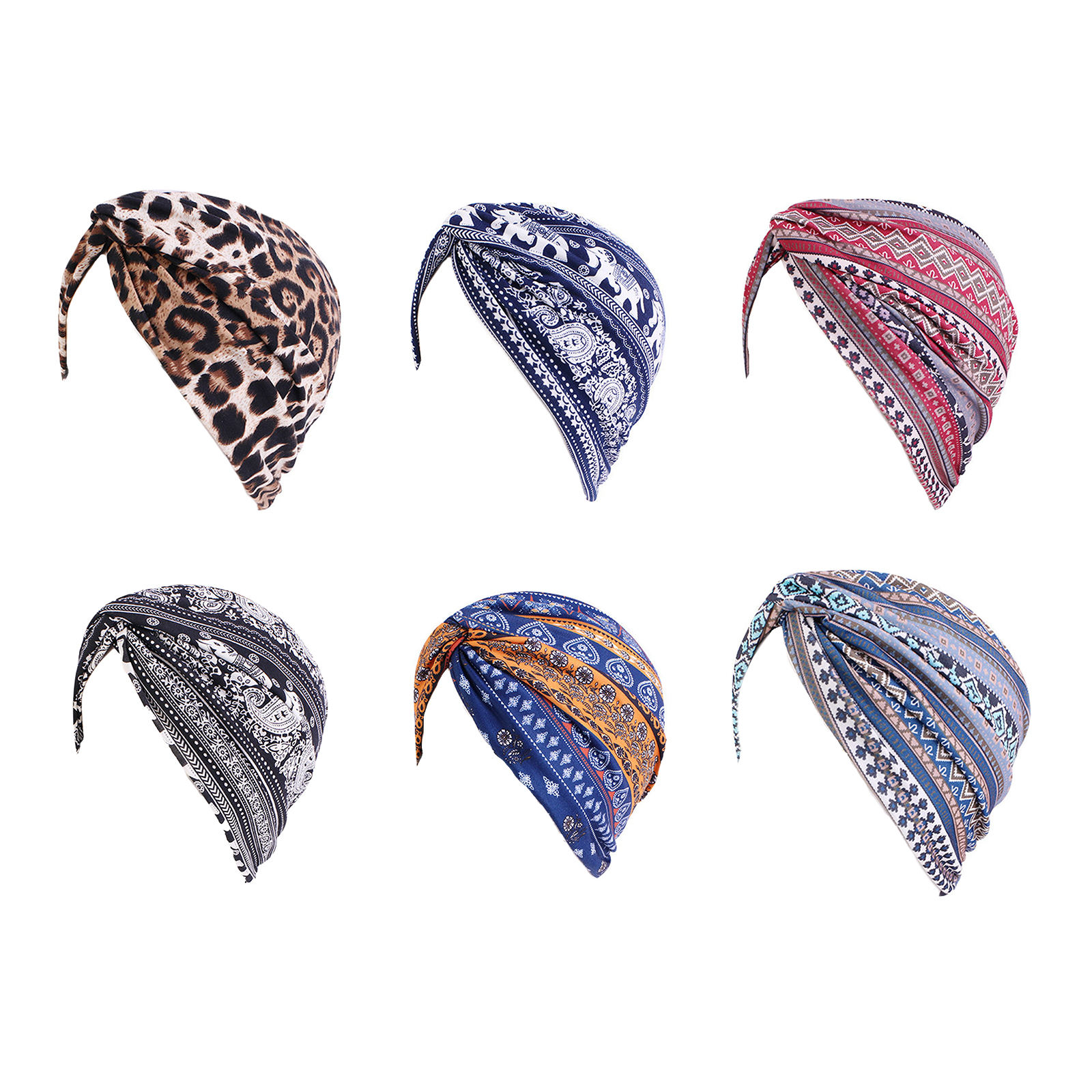 Women's Soft Cotton Chemo Caps Ethnic Muslim Print Beanie Head Scarf Skull Caps Headwear Bandana Turban Hat Head Wrap
