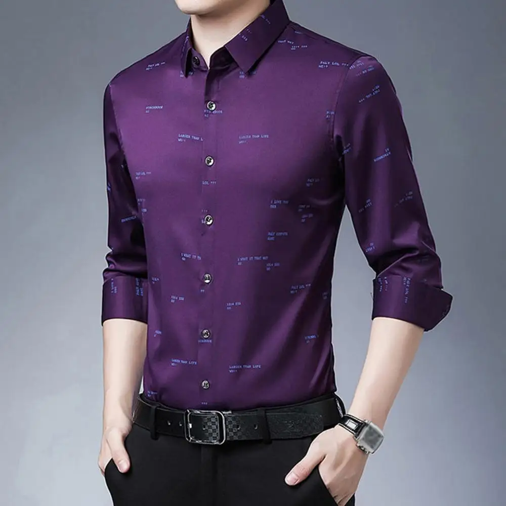 YUNY Men Turn-Down Collar Long-Sleeve Button Print Thicken T-Shirts Shirts AS6 XS