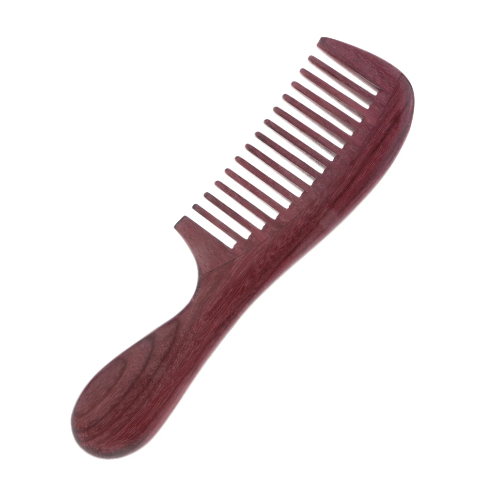 Wide Tooth Comb Natural Purpleheart Wooden Comb Hair Detangler Massage Brush