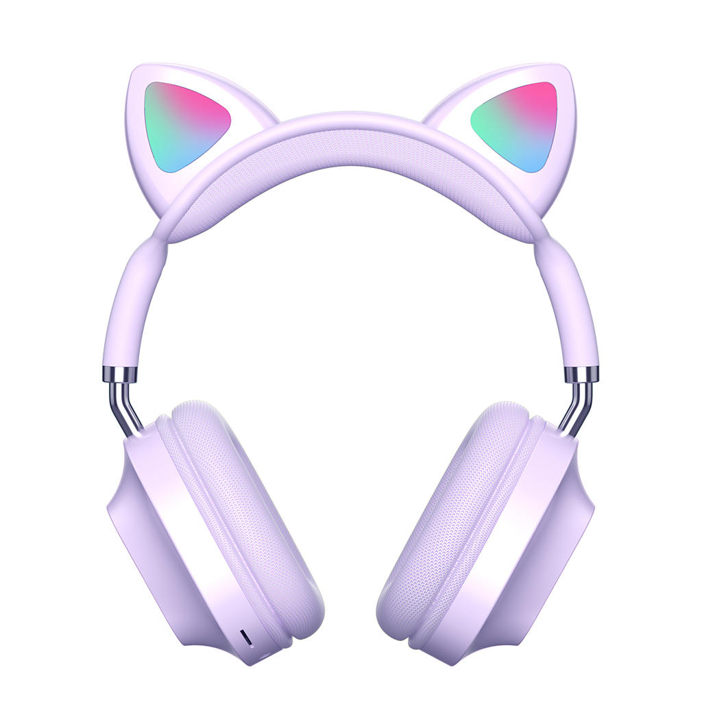 Cat Ear Bluetooth 5.0 Headphones with Mic Soft Earpads Noise Canceling Gaming Headset for Smartphones PC Tablet Girls Boys Girls