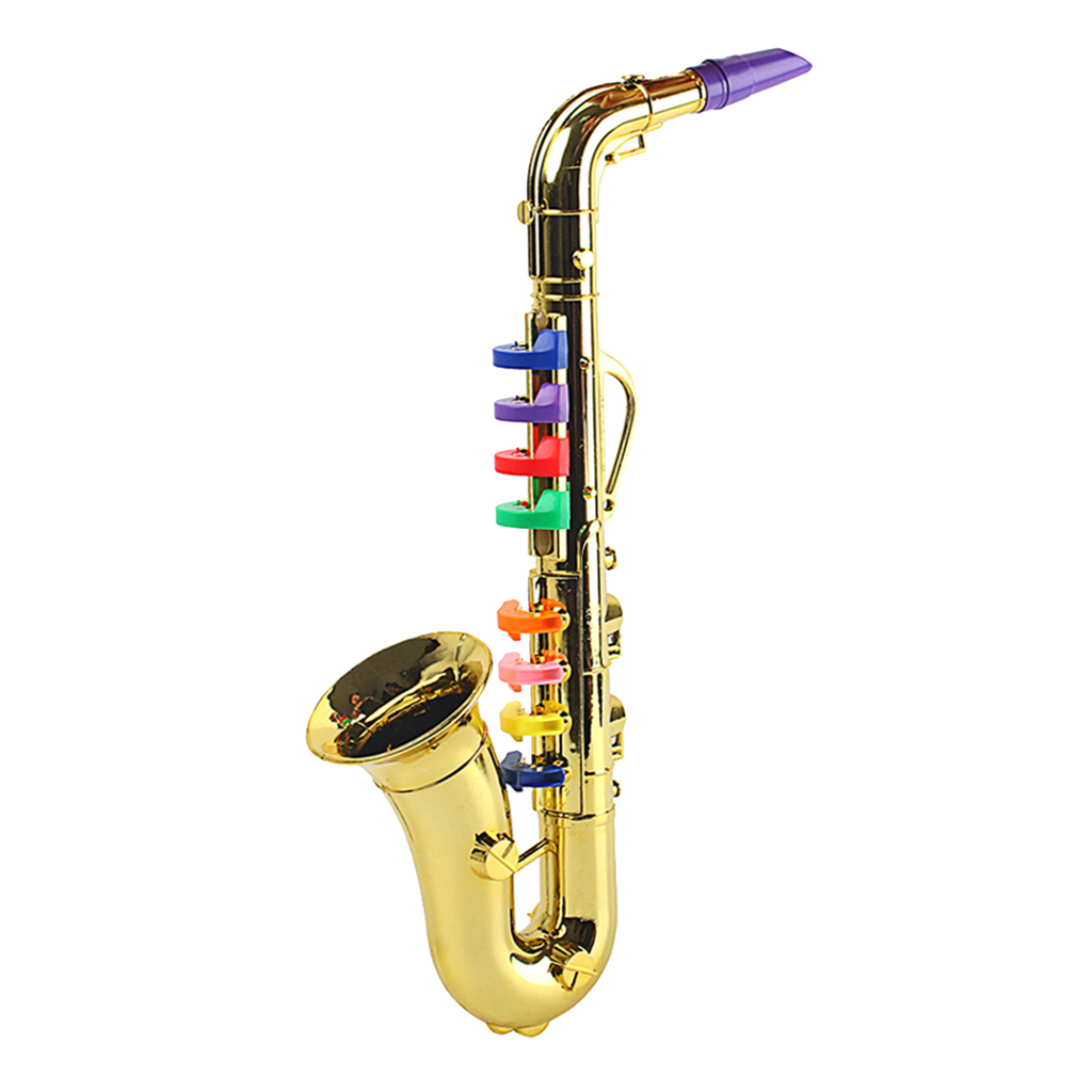 Golden Saxophone Play Prop 8 Colored Notes Music Instrument Teaching Toys