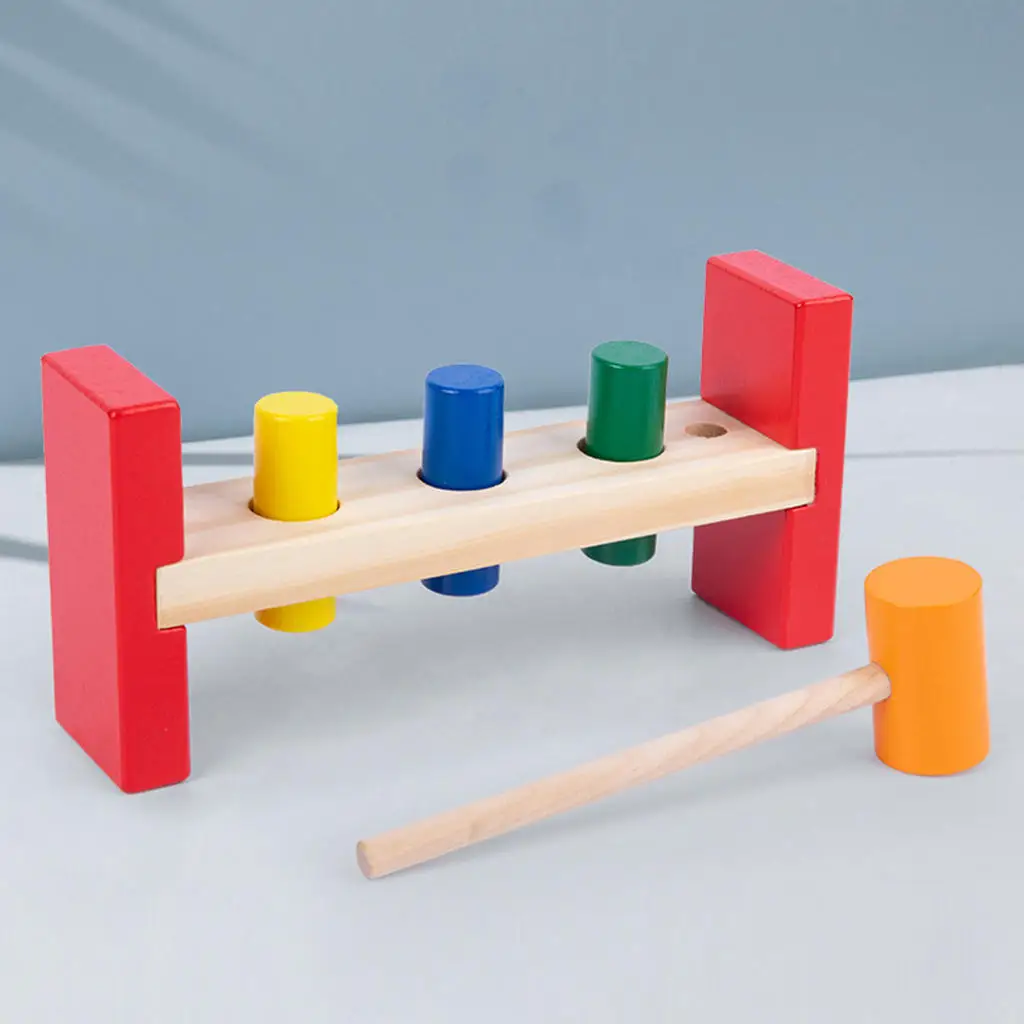 Montessori Wooden Hammer Toy Pounding Box Toddler Children Presents Game