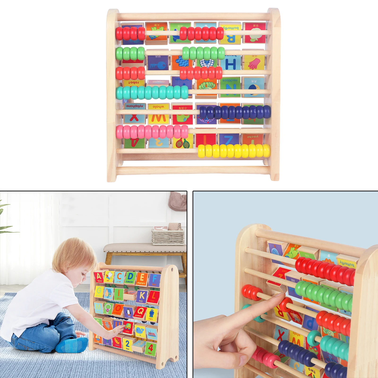 Wooden Abacus Educational Multicolor Early Learning Toy with Beads Abacus Wooden Counting Frame for Math Baby Gifts Boys