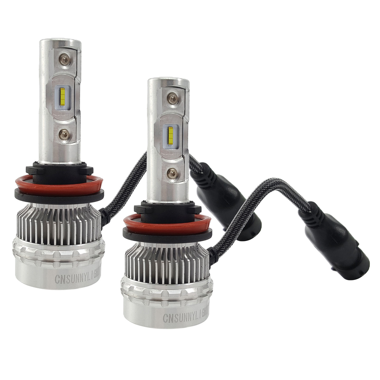 2pcs H11/H8/H9 LED Headlight Bulb Motorcycle Light Hi/Lo Beam 60W 9000LM High Bright 6000K Conversion Kit