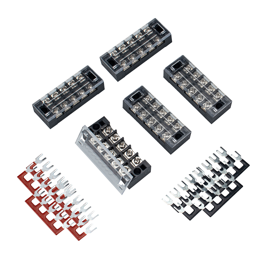 5 Positions Screw Terminal Strip Blocks Barrier 10pcs Jumpers Easy Install