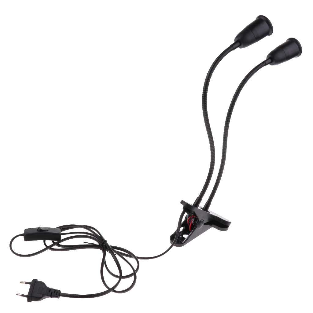 EU Plug E27 2-head Clip on Reading Light Base Desk Reading Lamp Socket