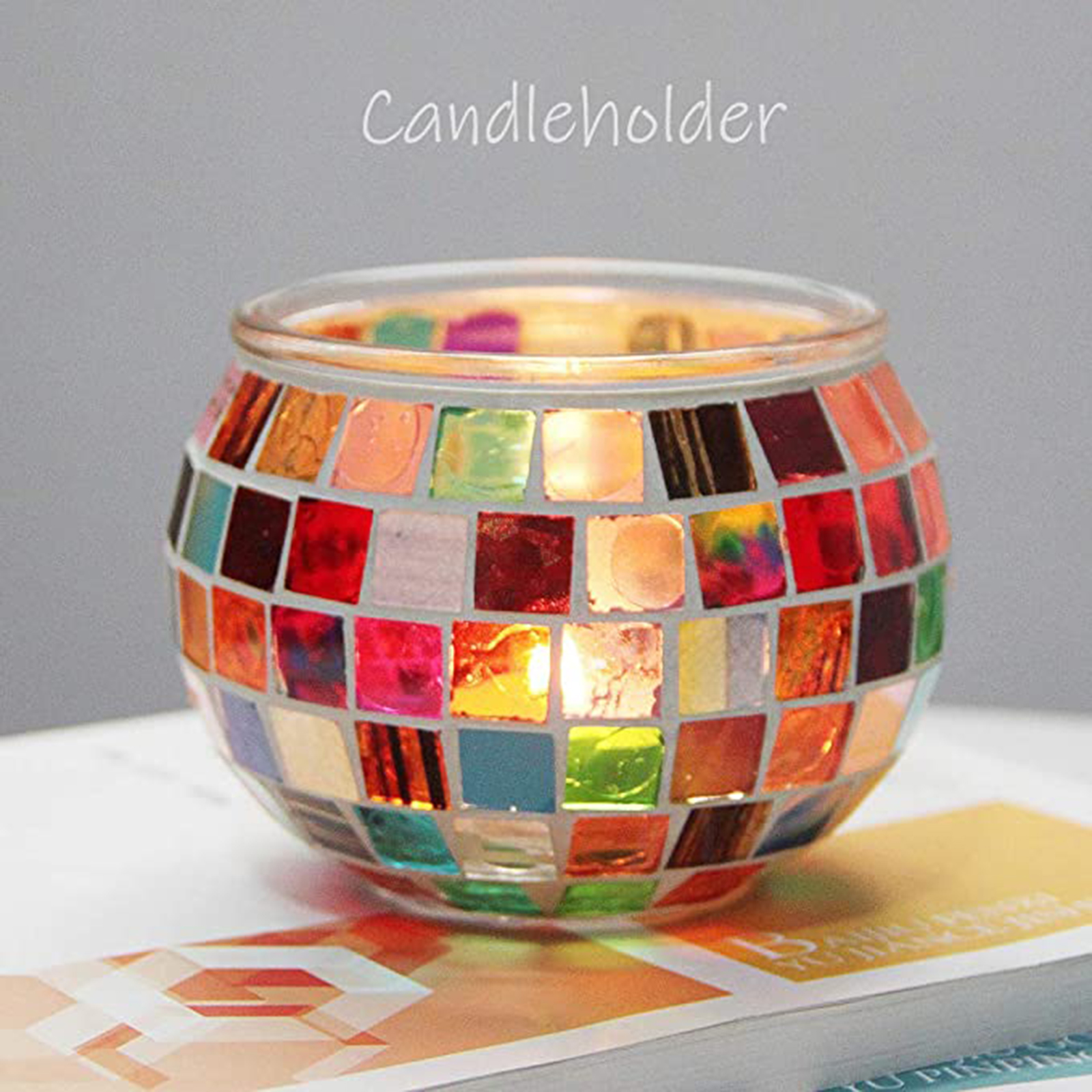 Romantic Mosaic Glass Candle Holder Votive Candlestick Centerpiece Banquet Engagement Dinner Party