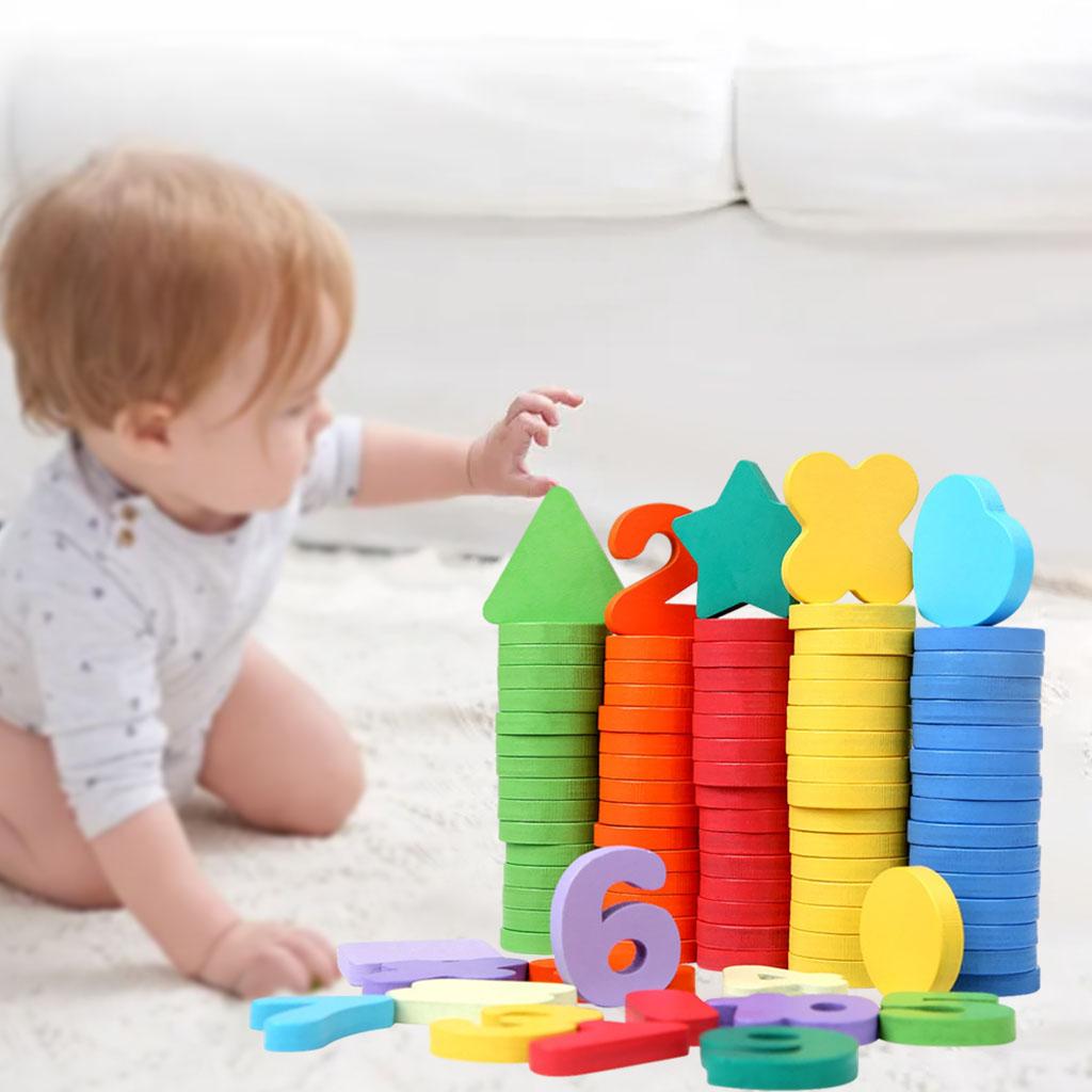 Wooden Toys Math Game Digital Arithmetic Teaching Aids Stacking Toy for Intelligence Development Computation Color Recogniton