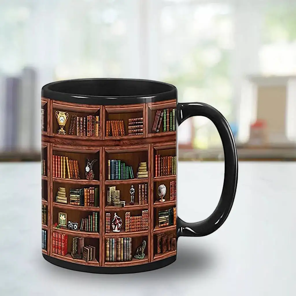 C Handle Bookshelf Mug Reading Literary Sayings Library Lover Mug Cup Ceramic Book Lover Mug Bookworm Mug Family Friend Bookworm