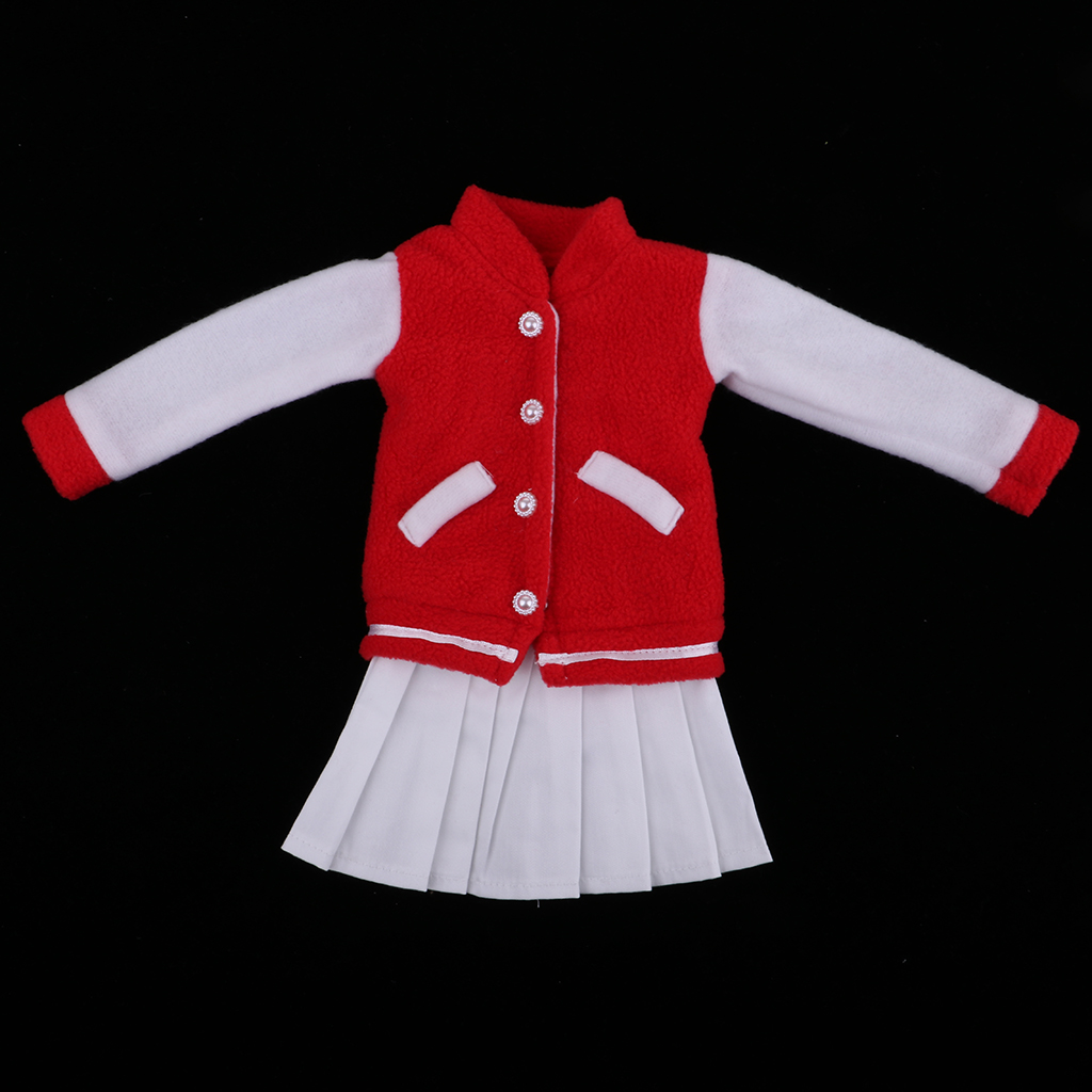 1/3 Handmade Red Baseball Uniform with Dress Set Casual Outfits for BJD Doll