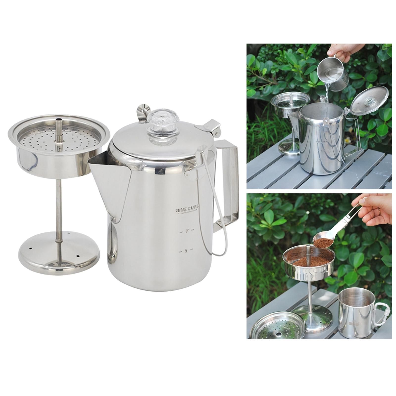 Stainless Steel Coffee Cup Mug French Press Pot Coffee Maker with Lid Outdoor Camping Cooking Pot Camping Mug