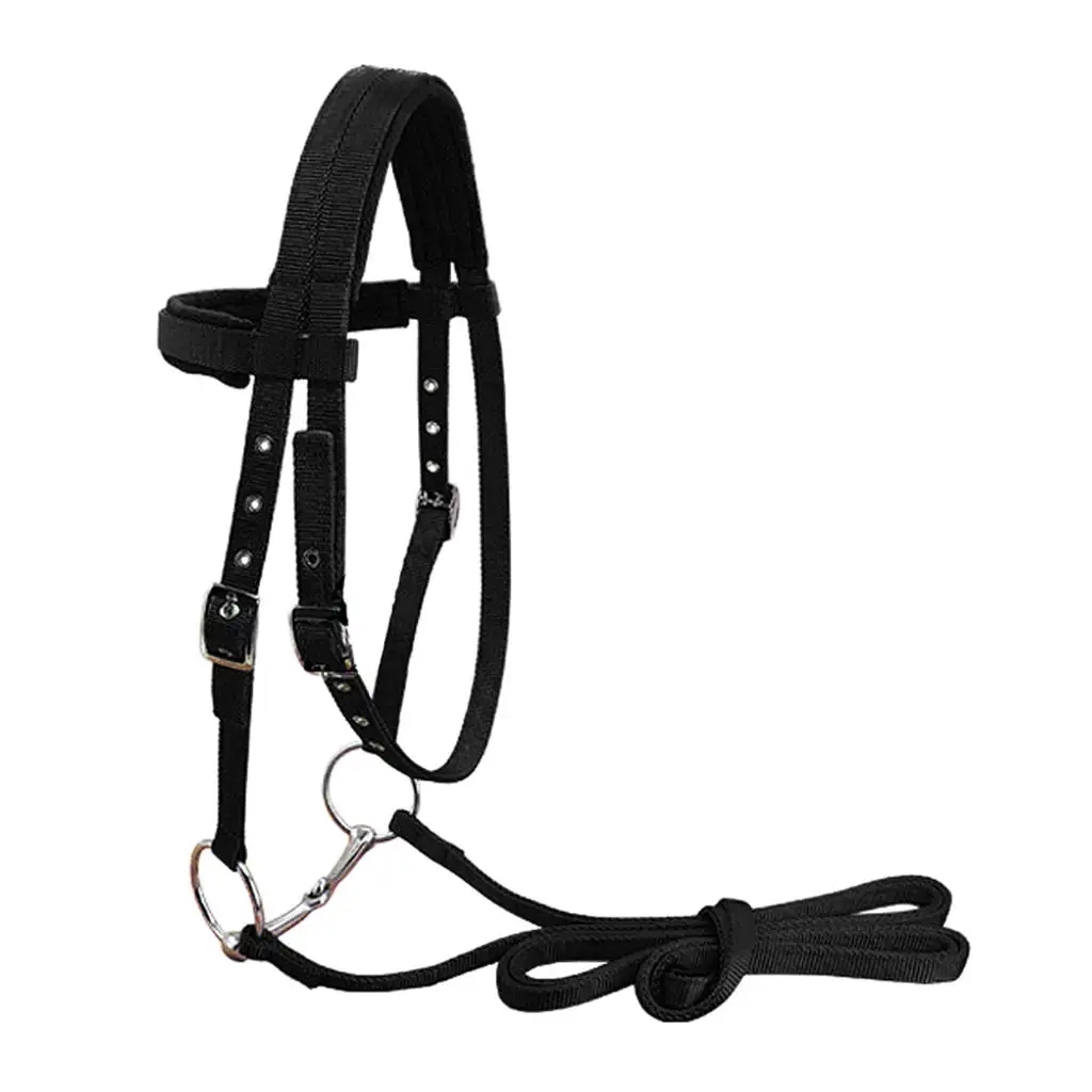 Soft Nylon Horse Bridle Headstall with Removable Snaffle High Density Halter Horse Rein Harness Headstalls Removable Snaffle