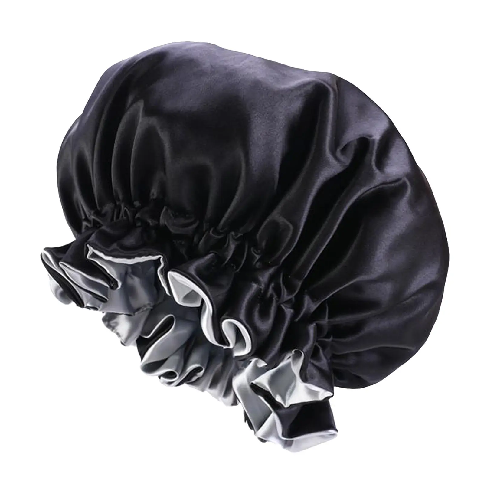 Elastic Women Satin Night Sleep  Hair Bonnet Hat Shower s for Curly hair, Double Layer