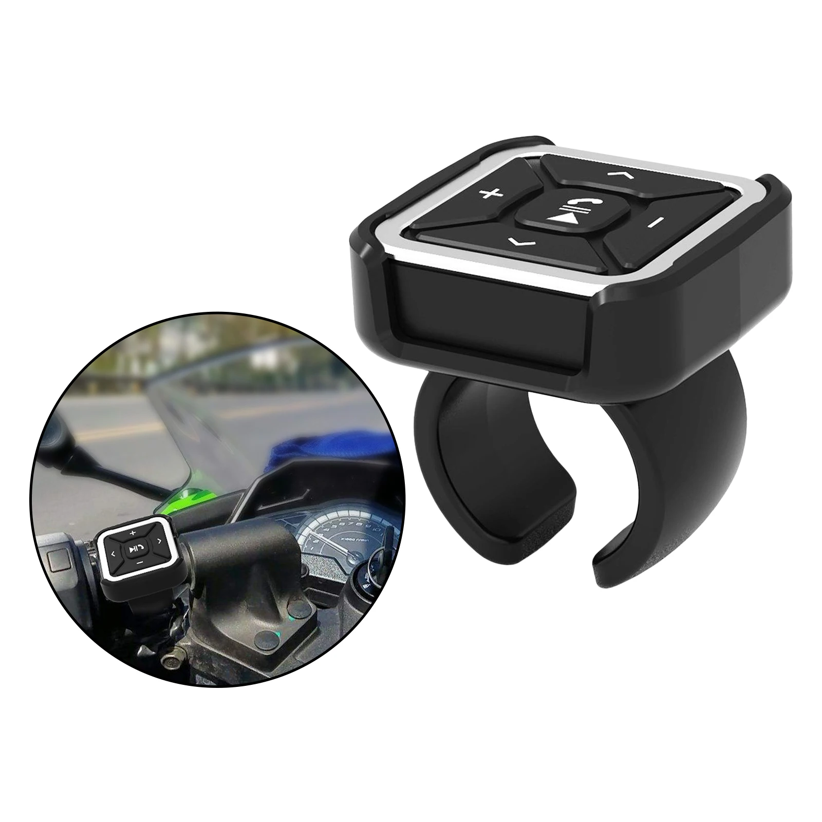 BT009 Car Steering Wheel Bike Mount Bluetooth Remote Control MP3 Media Button for iOS/Android, IPX4 Waterproof